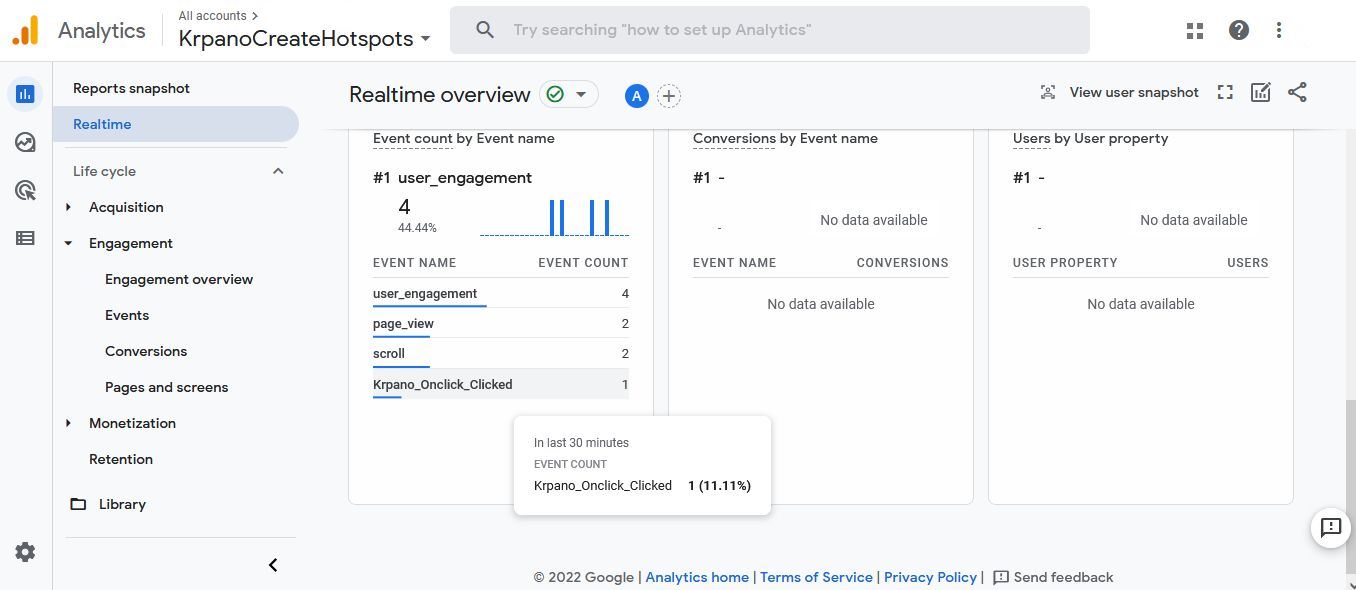 Google 4 Analytics Update from Krpano rooms/hotspots